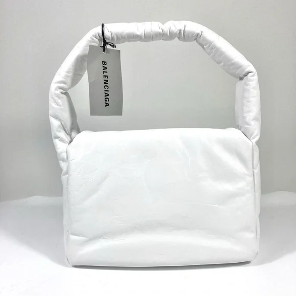 Balenciaga Small Monaco Leather Shoulder Bag Optic White NEW 7878962AA3Z - Picture 7 of 17